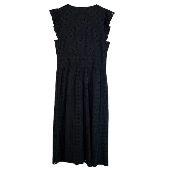 J. Crew Ruffle Sleeve Eyelet Dress Black Size 0 - Picture 7 of 14